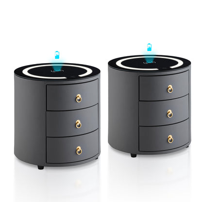 Cirona Runder Nachttisch mit LED-Licht