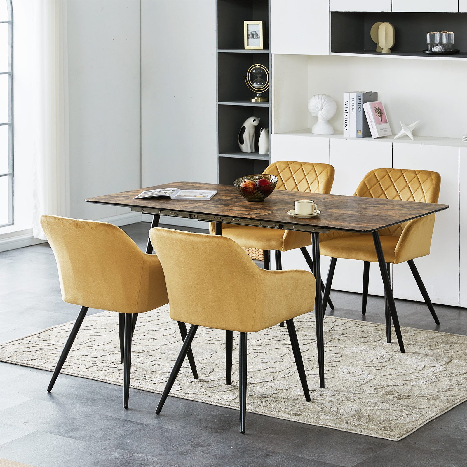 Moree Esszimmerstühle aus Samt mit Diamant-Steppung[2er-Set]