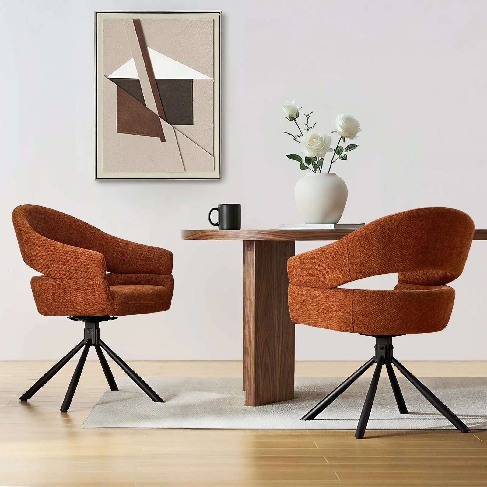 Clarice Moderner Drehsessel mit Armlehnstuhle aus Leinenmischgewebe