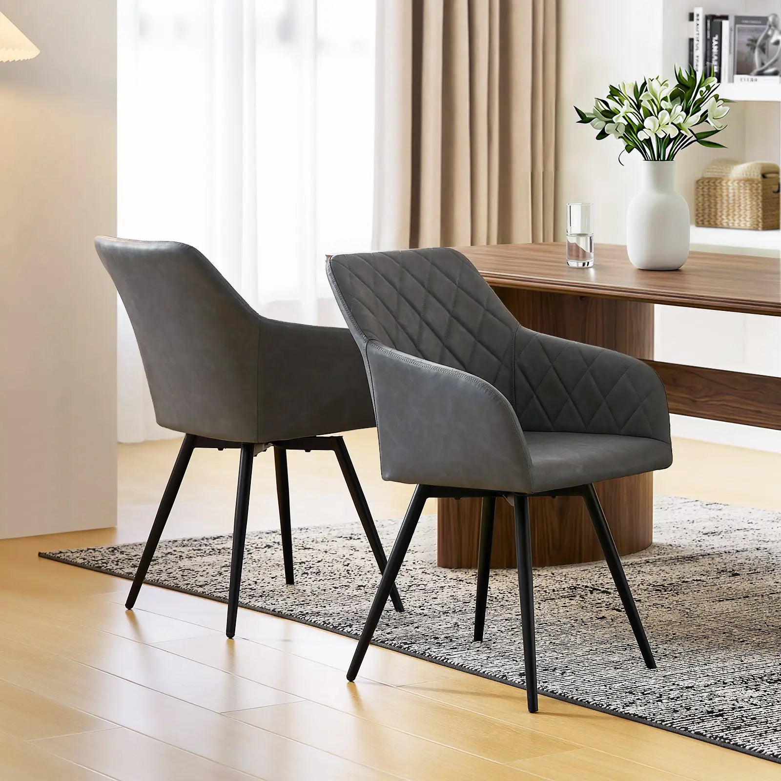 Moree Armlehnstühle aus Kunstleder mit Drehbarer