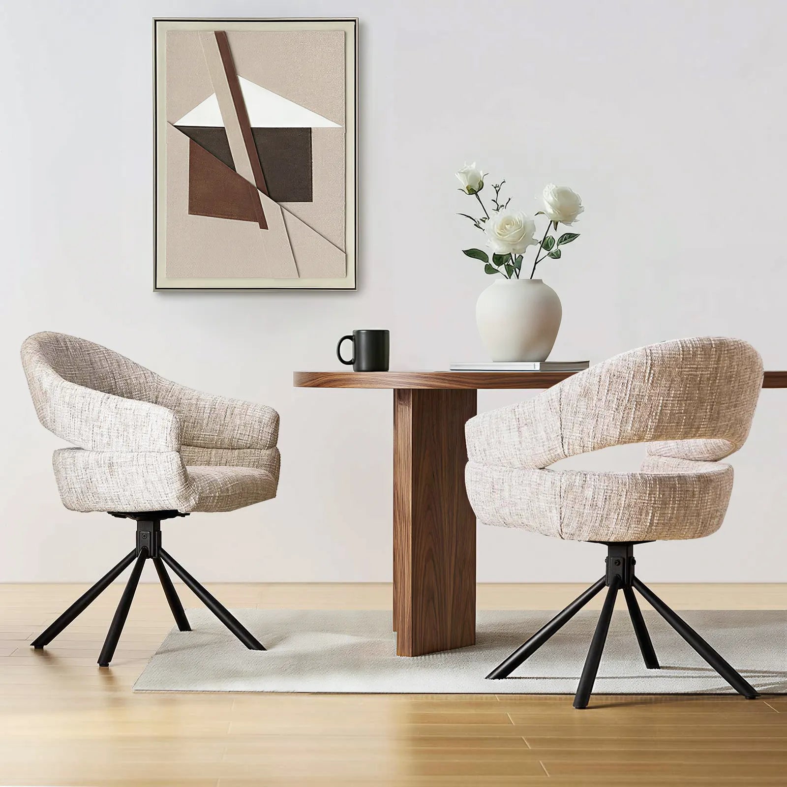 Clarice Moderner Drehsessel mit Armlehnstühle aus Chenille