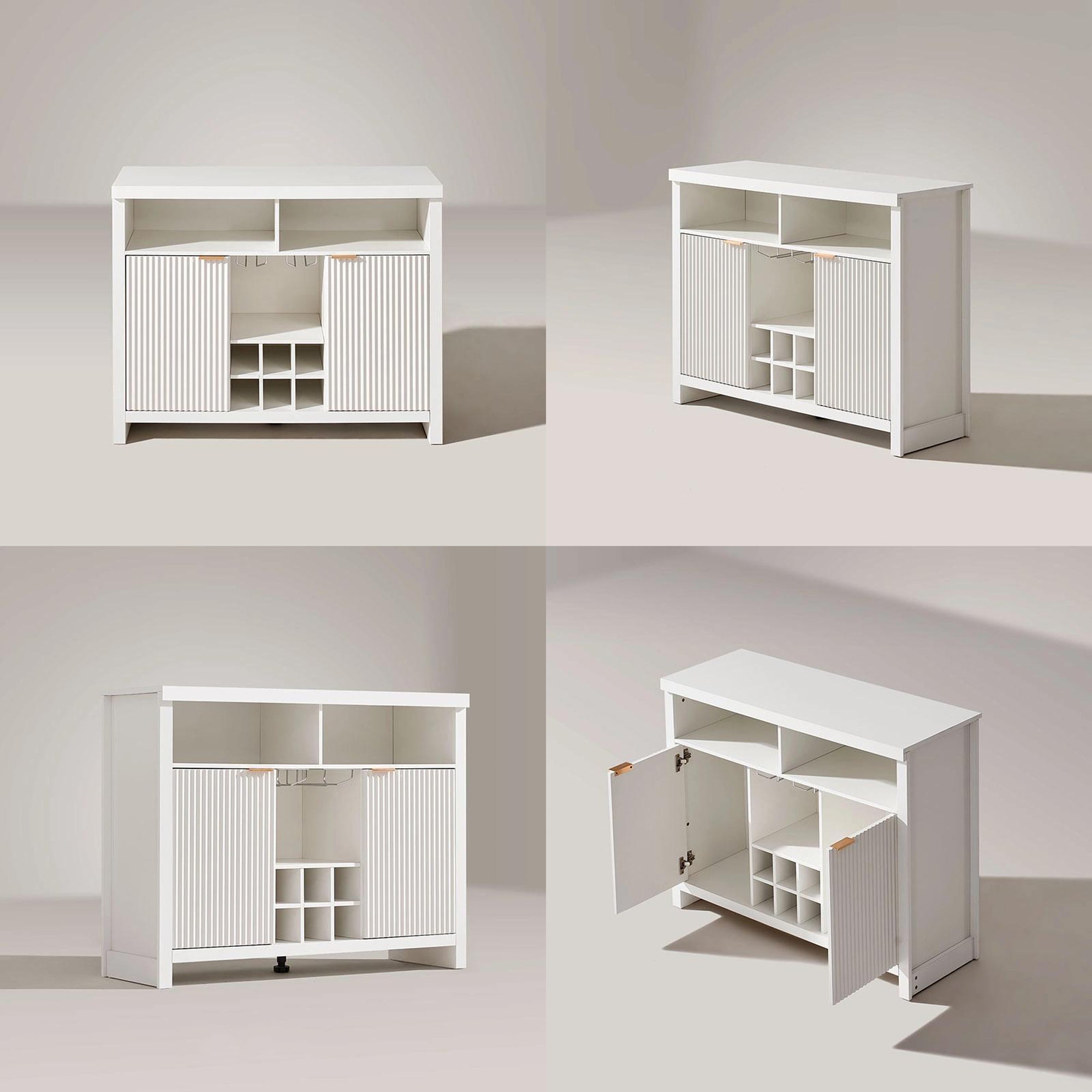 Arden Sideboard Weiß mit Weinregal & Gläserhalter