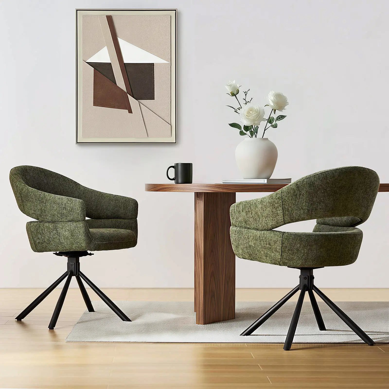 Clarice Moderner Drehsessel mit Armlehnstühle aus Leinenmischgewebe