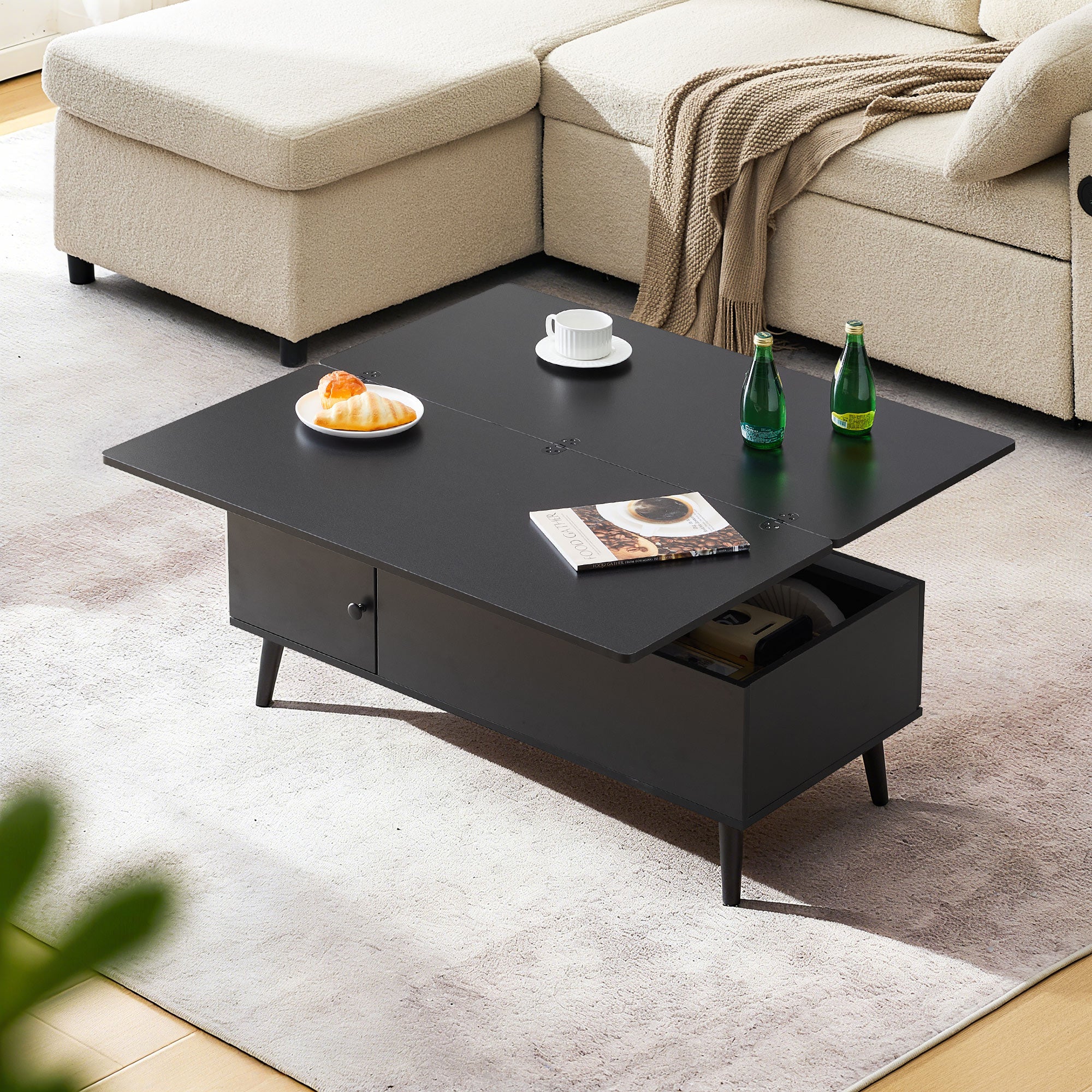 Elna Couchtisch Höhenverstellbar mit Lift-Top und Stauraum