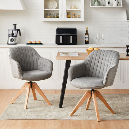 Aven Esszimmerstuhl aus Leinen mit Drehbarer