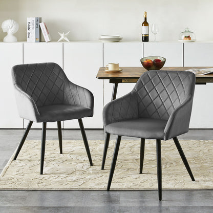 Moree Esszimmerstühle aus Samt mit Diamant-Steppung[2er-Set]