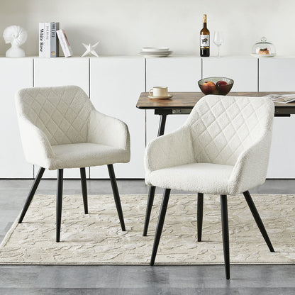 Moree Esszimmerstühle aus Bouclé-Elfenbeinweiß[2er-Set]