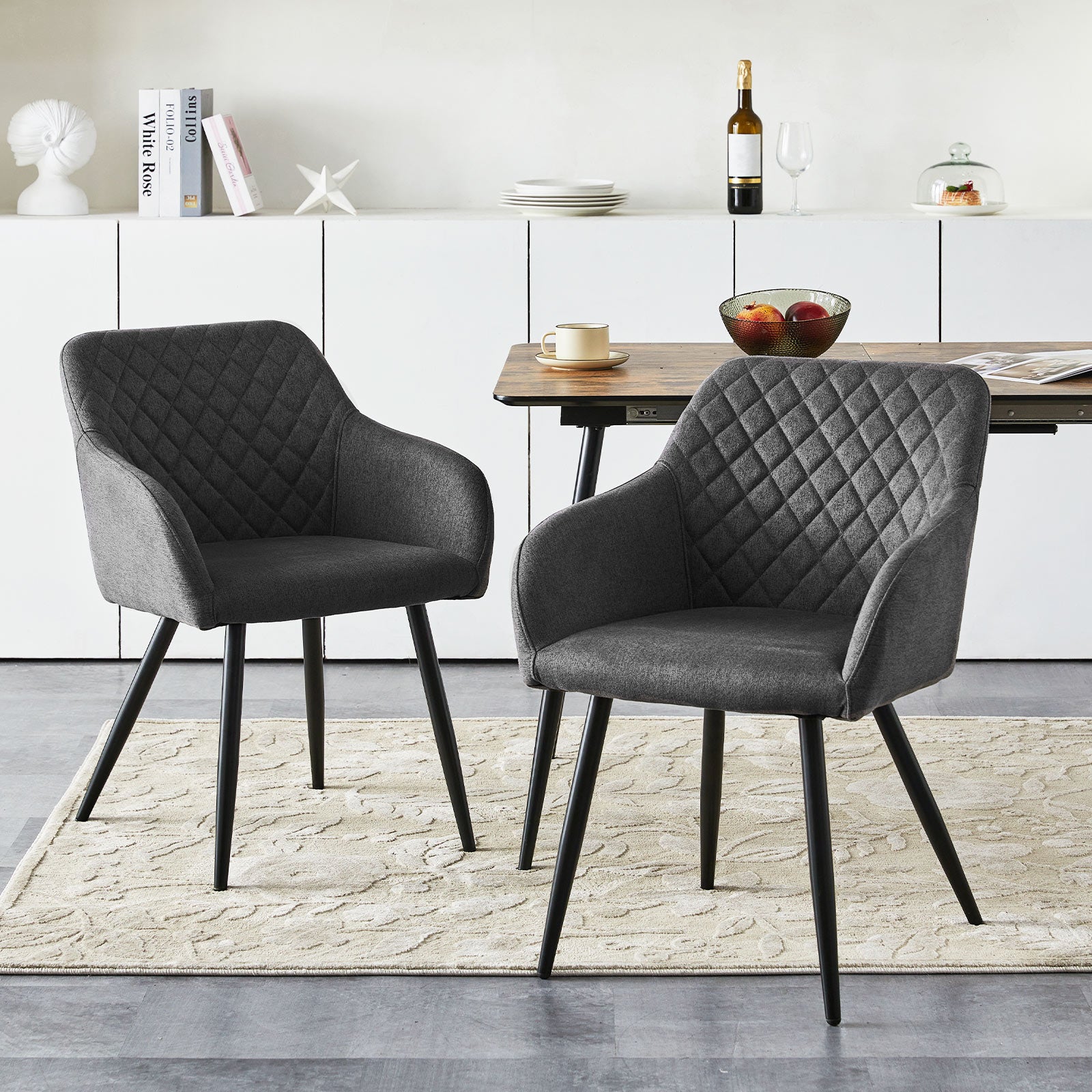 Lumes Esszimmerstühle aus Leinen[2er-Set]