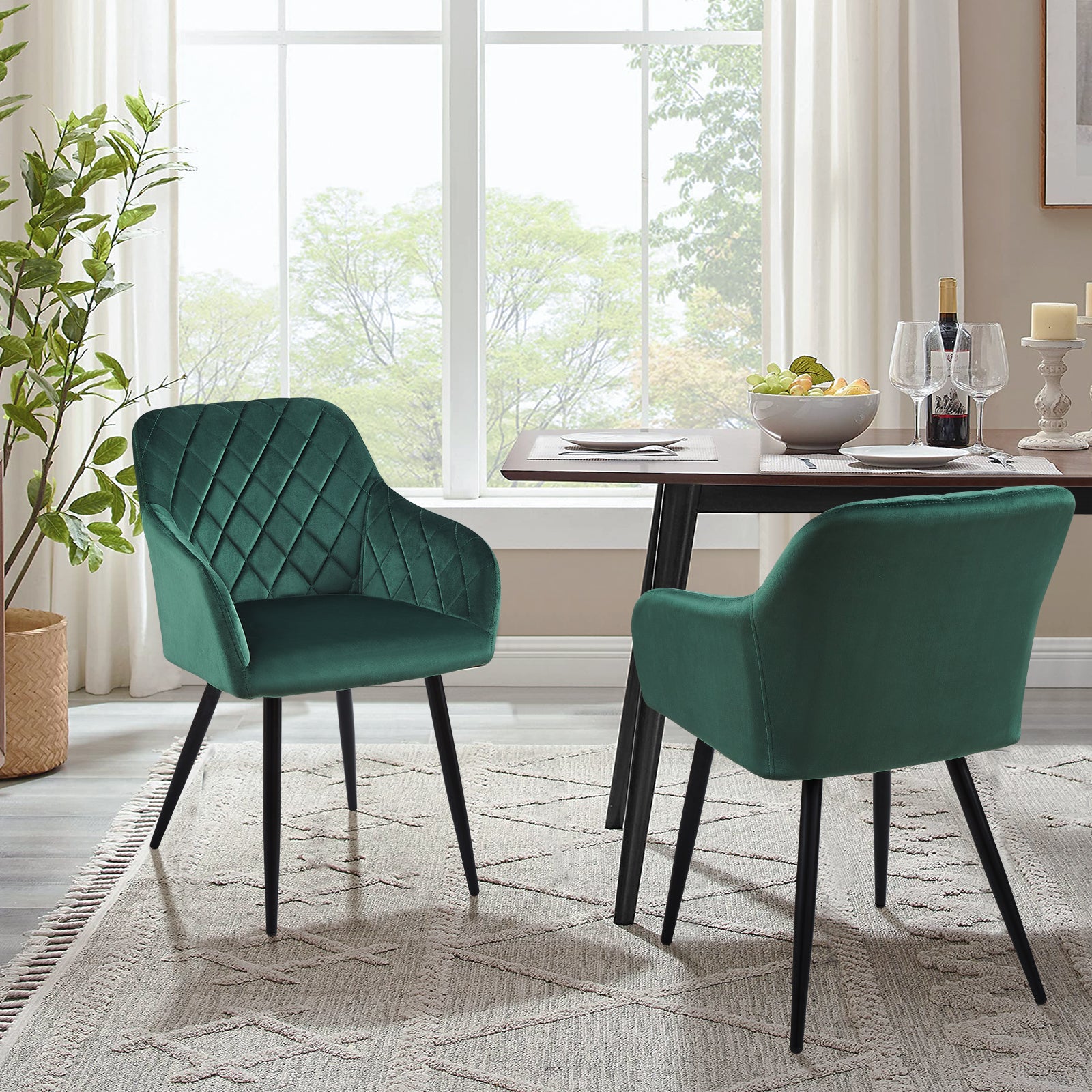 Moree Esszimmerstühle aus Samt mit Diamant-Steppung[2er-Set]