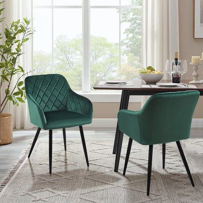 Moree Esszimmerstühle aus Samt mit Diamant-Steppung[2er-Set]