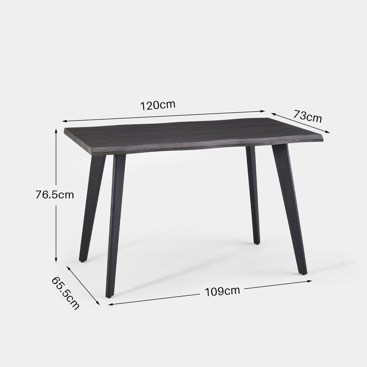 Seibold mit schwarzen Metallbeinen Esszimmertisch [Dunkles Holz] [120cm/140cm]