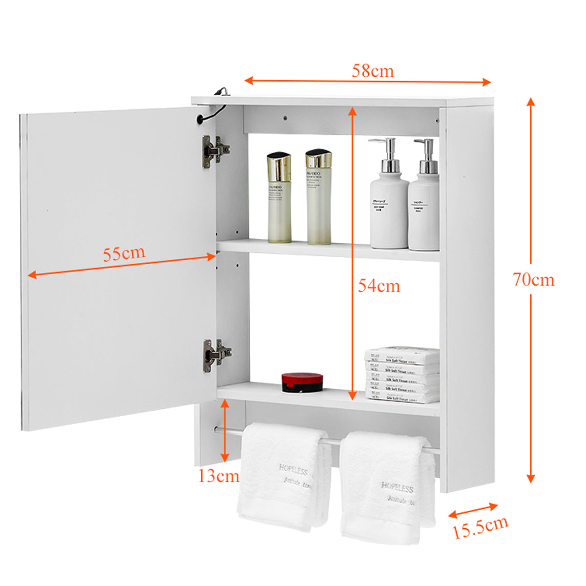 Clipop Badezimmer Spiegelschrank mit Lichtern Wandmontage 1 Tür Lagerung –  CLIPOP