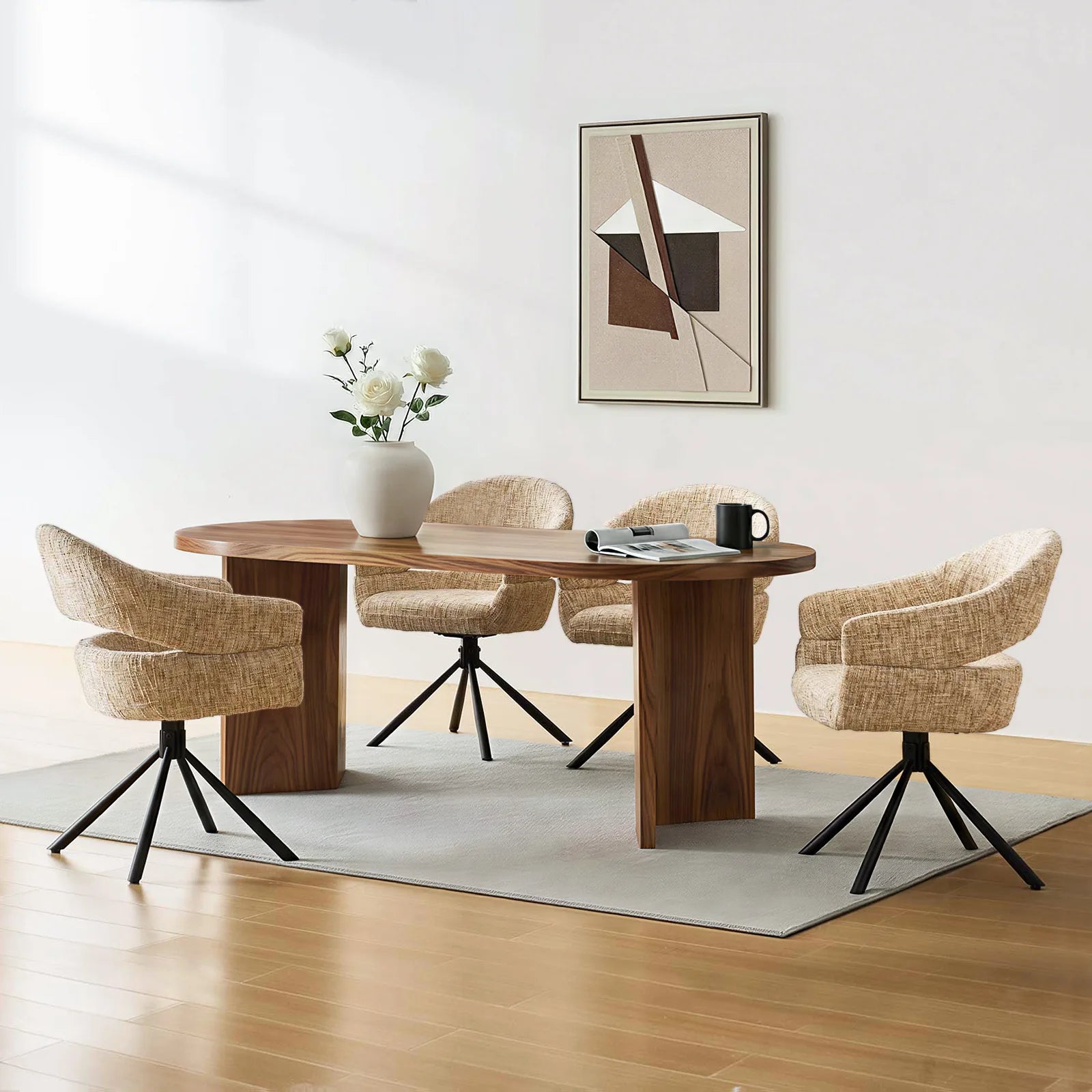 Clarice Moderner Drehsessel mit Armlehnstühle aus Chenille