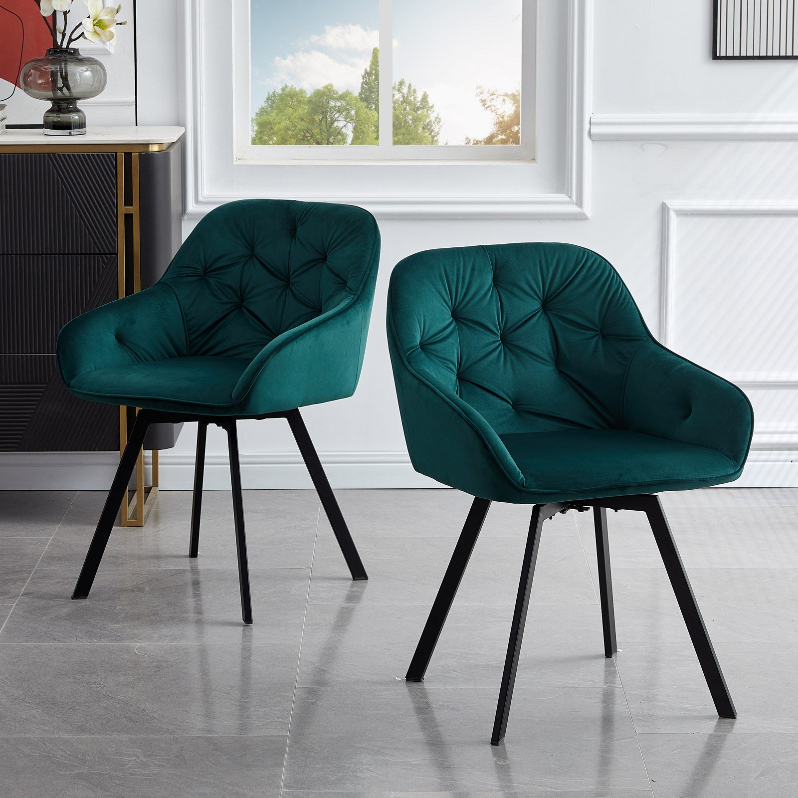 Garvies Armlehnstuhl aus Samt mid Drehbar