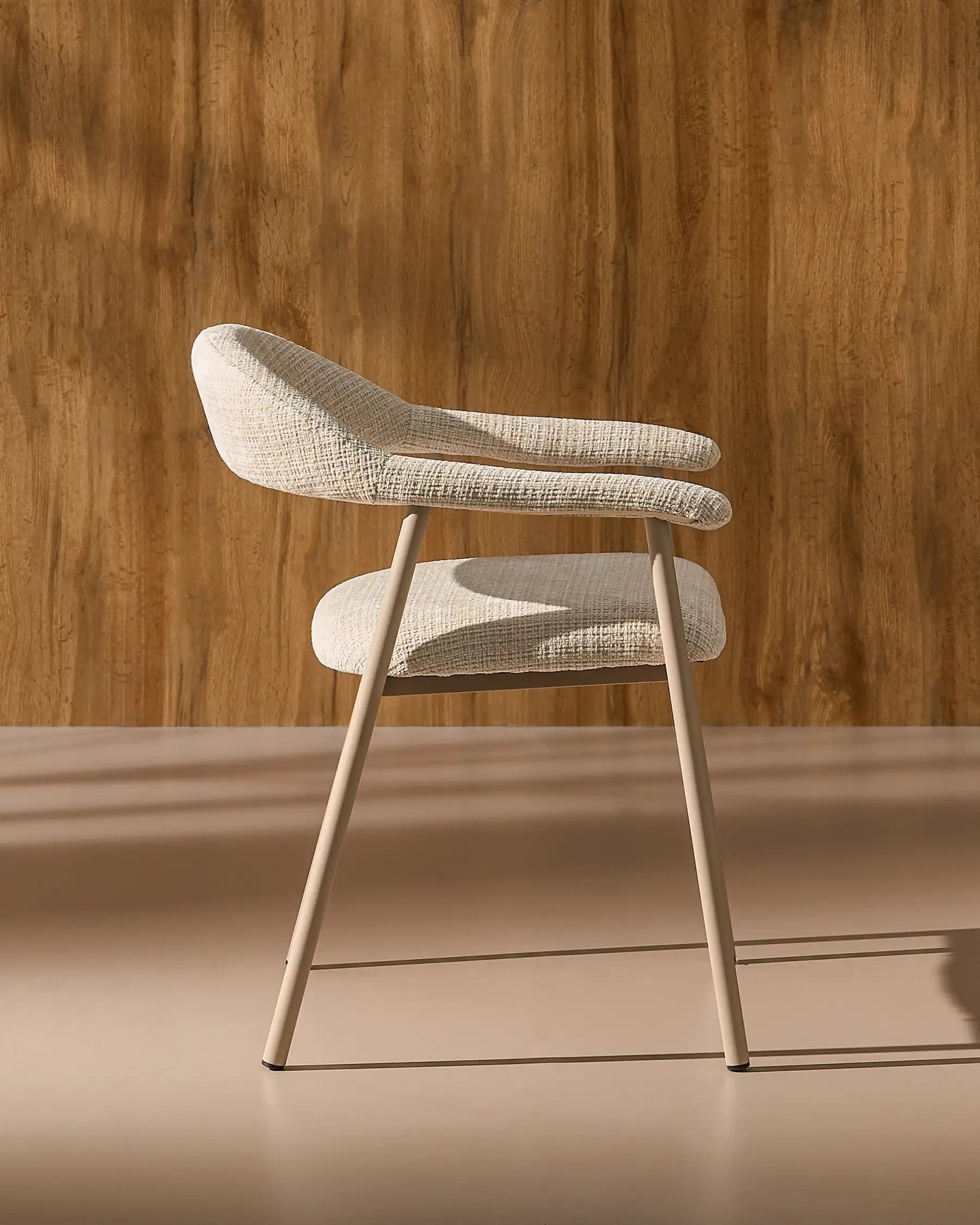 Arlo Esszimmerstuhl mit Chenillebezug in Weiß & Beige