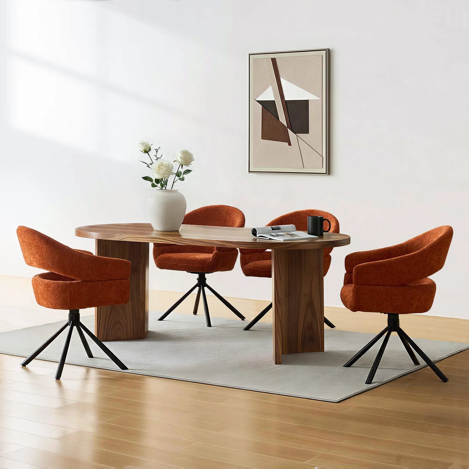 Clarice Moderner Drehsessel mit Armlehnstuhle aus Leinenmischgewebe