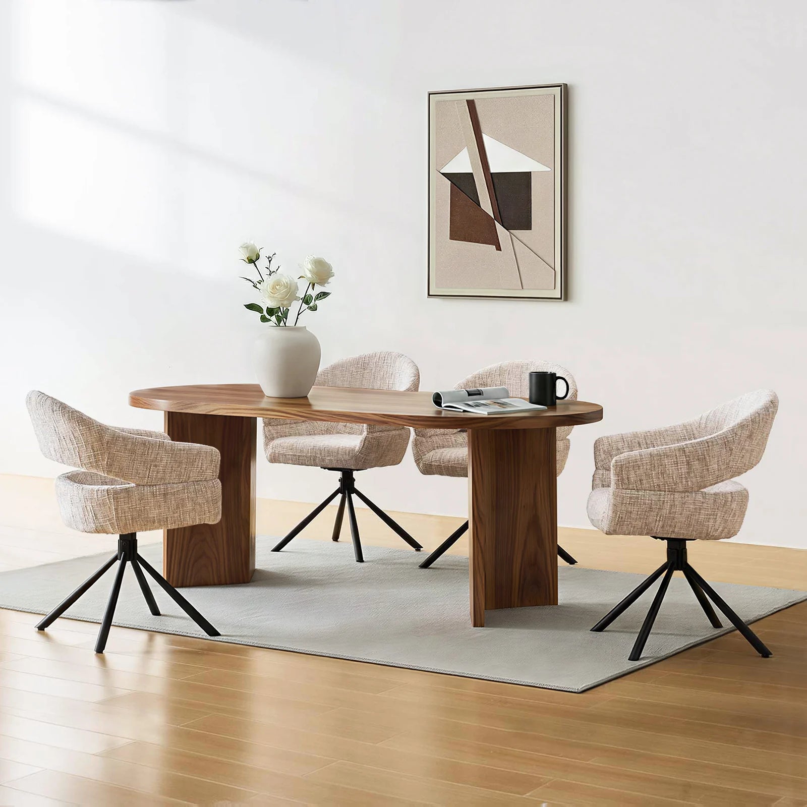 Clarice Moderner Drehsessel mit Armlehnstühle aus Chenille