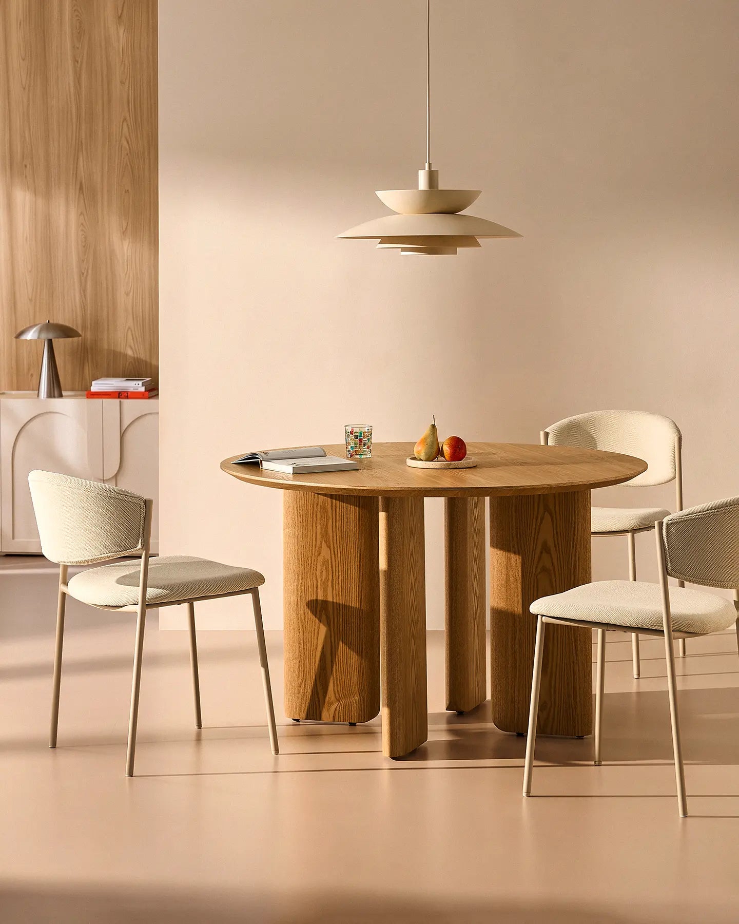 Rowan Esszimmerstuhl aus Leinen-Mischgewebe in Beige