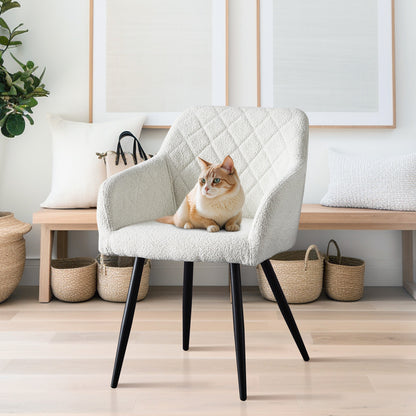 Moree Esszimmerstühle aus Bouclé-Elfenbeinweiß[2er-Set]