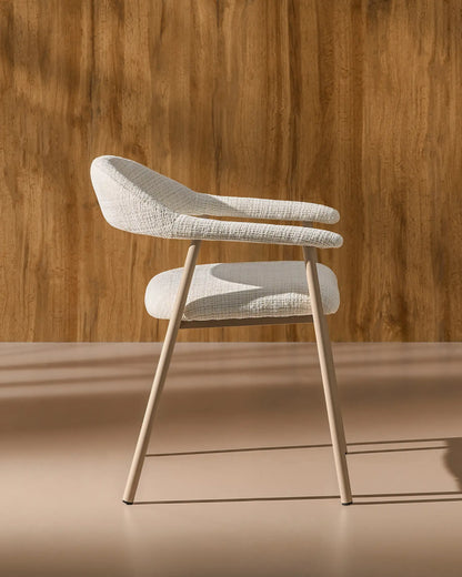 Arlo Esszimmerstuhl mit Chenillebezug in Weiß & Beige