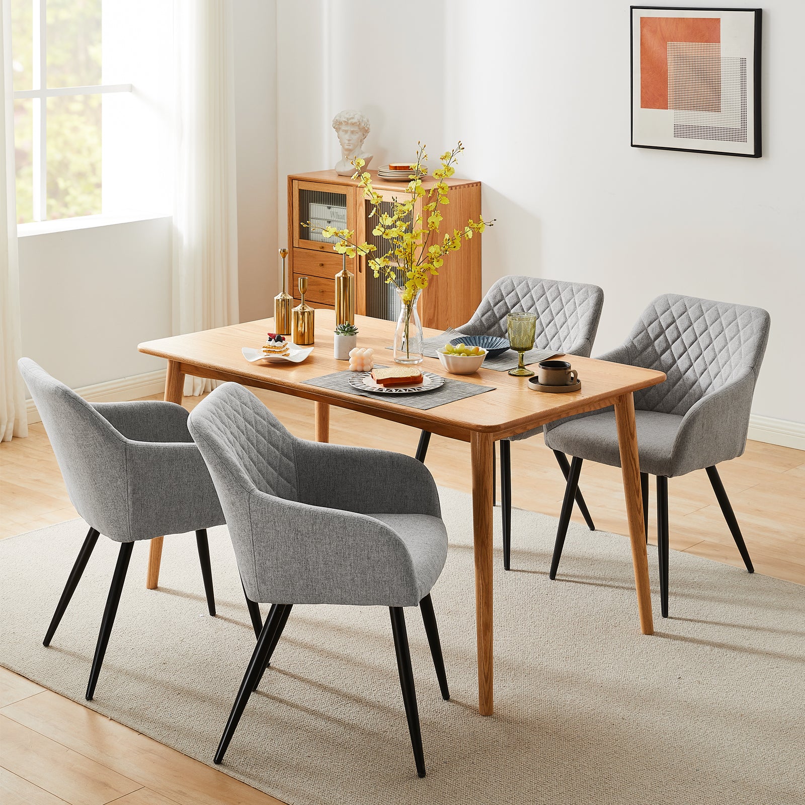 Lumes Esszimmerstühle aus Leinen[2er-Set]