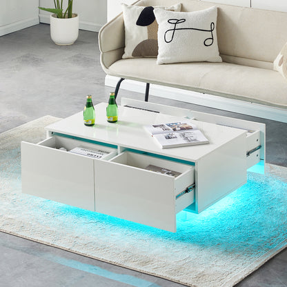Elara Couchtisch mit LED-Beleuchtung & 4 Schubladen