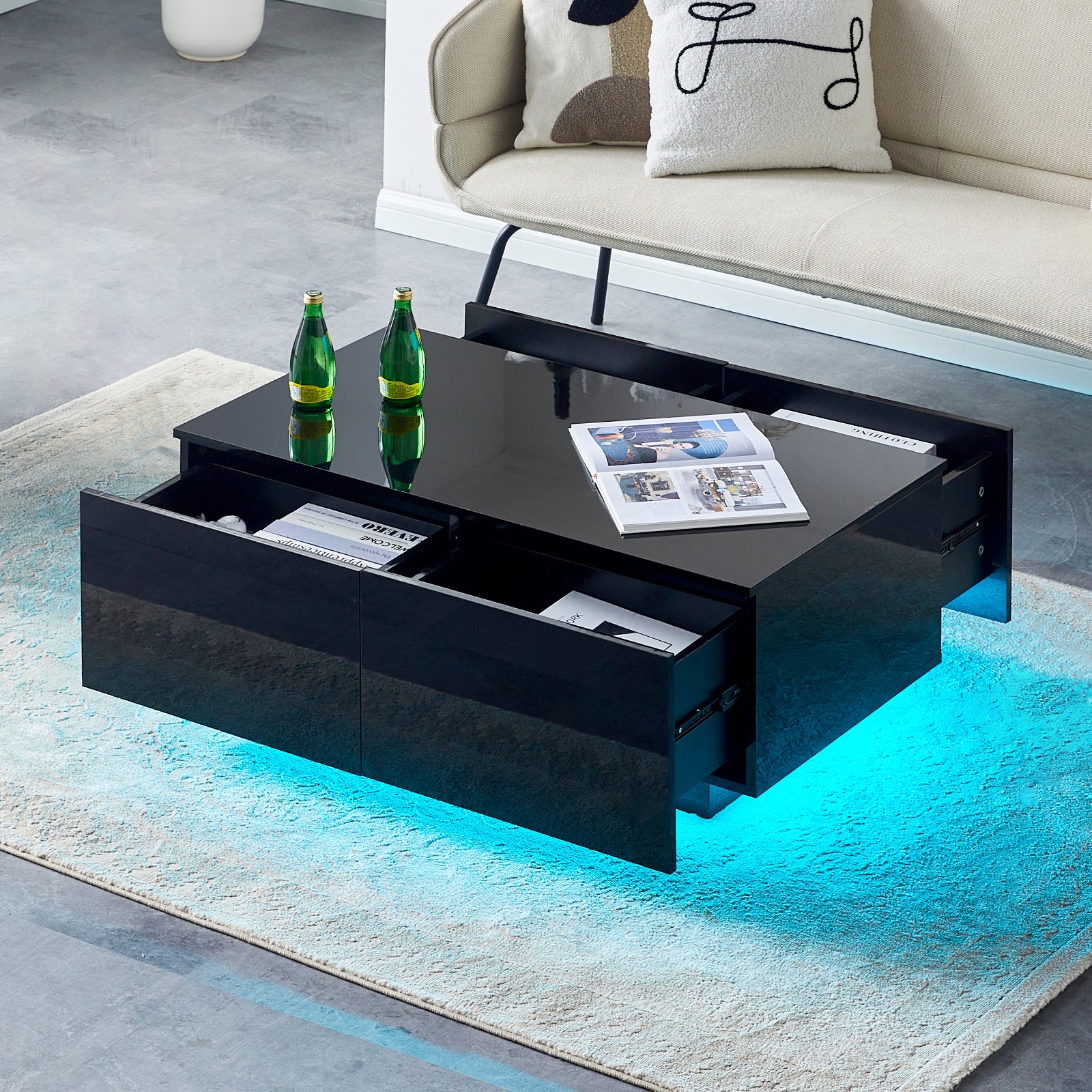 Elara Couchtisch mit LED-Beleuchtung & 4 Schubladen