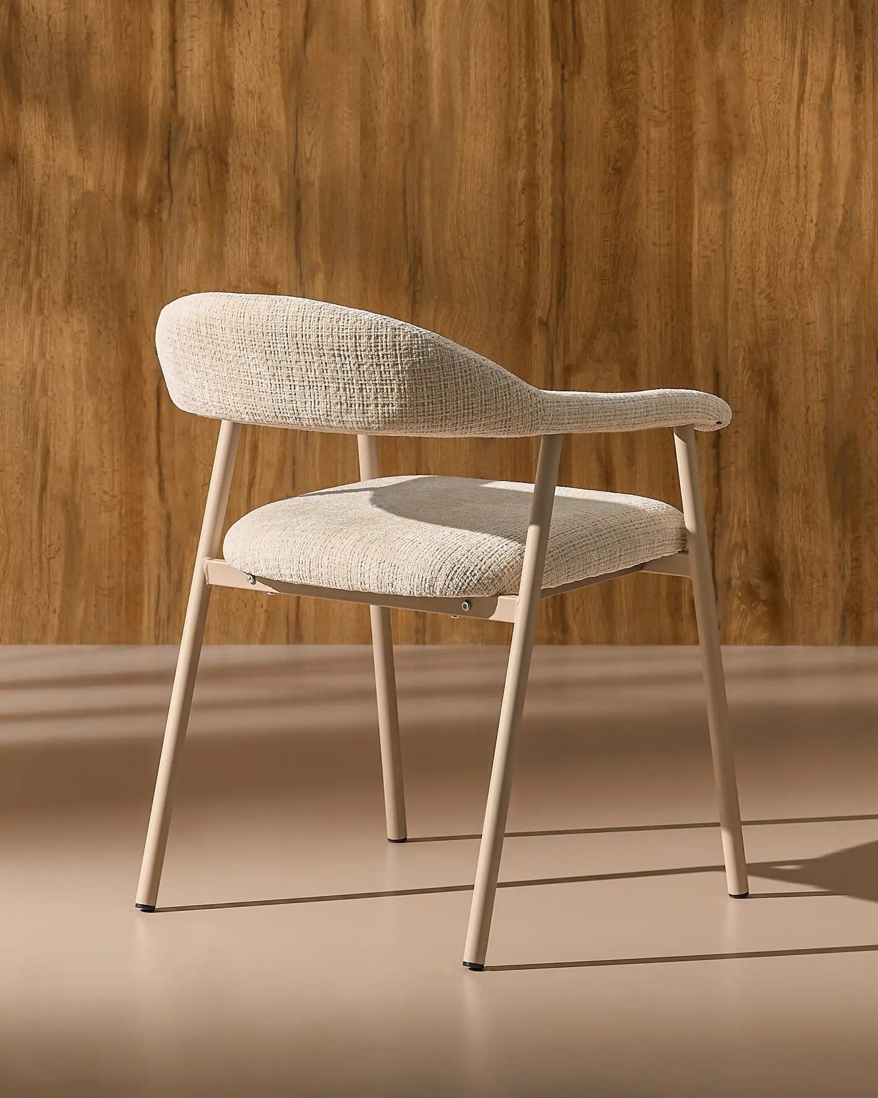 Arlo Esszimmerstuhl mit Chenillebezug in Weiß & Beige