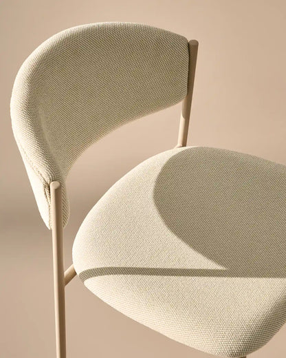 Rowan Esszimmerstuhl aus Leinen-Mischgewebe in Beige
