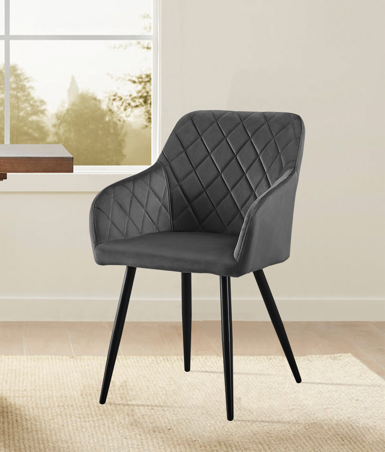 Moree Esszimmerstühle aus Samt mit Diamant-Steppung[2er-Set]