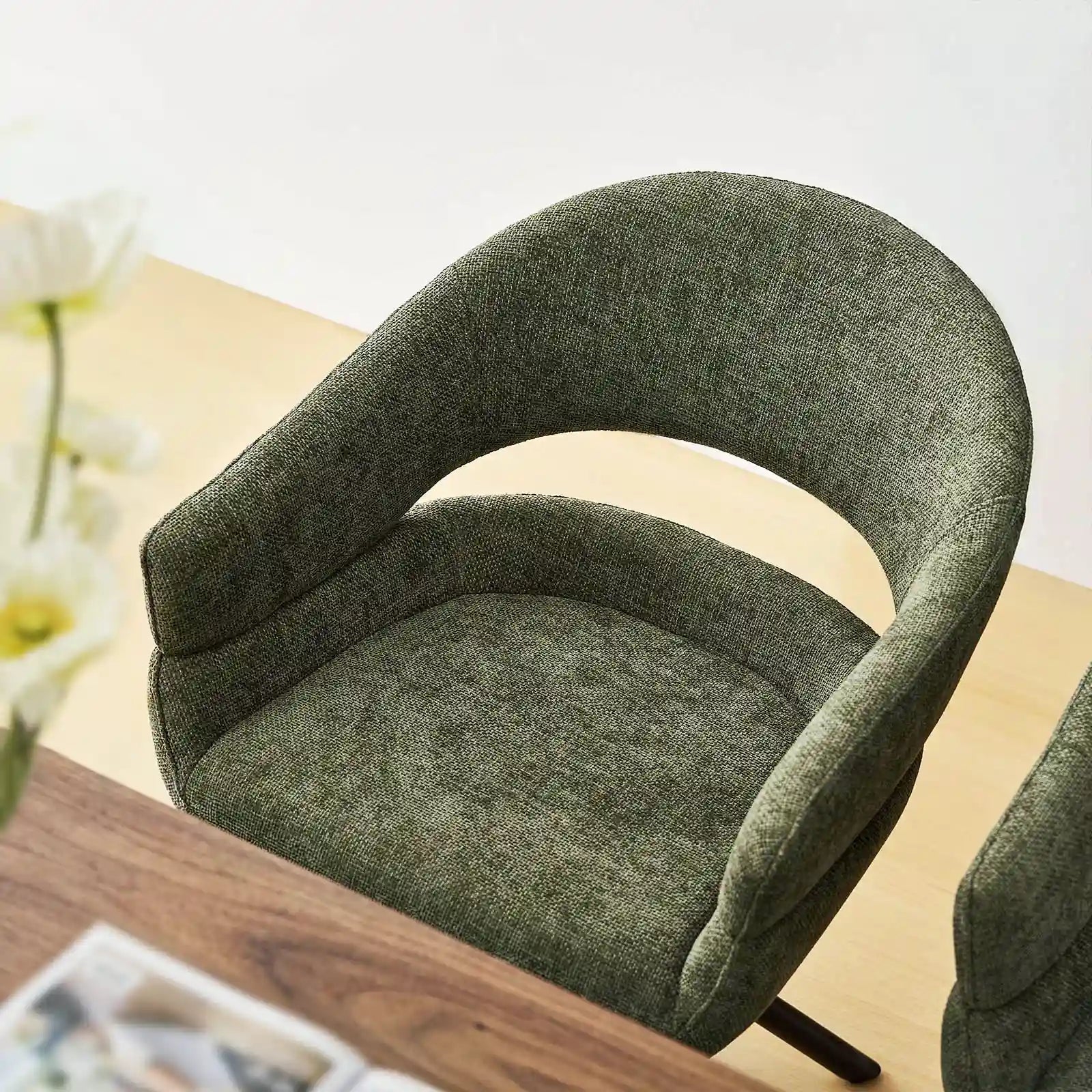 Clarice Moderner Drehsessel mit Armlehnstühle aus Leinenmischgewebe