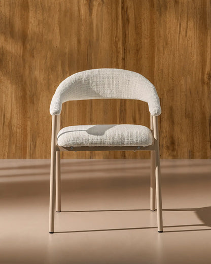 Arlo Esszimmerstuhl mit Chenillebezug in Weiß & Beige
