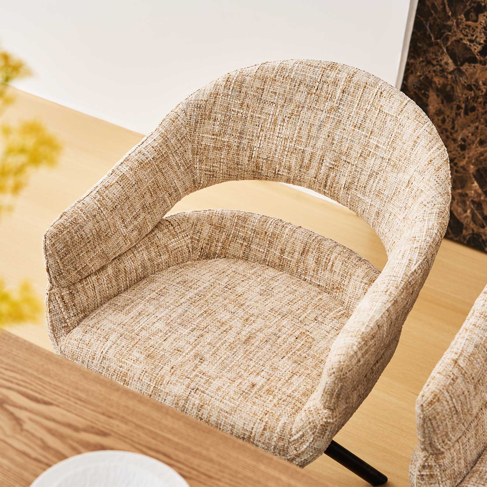 Clarice Esszimmerstuhl aus Chenille mit Drehbarer