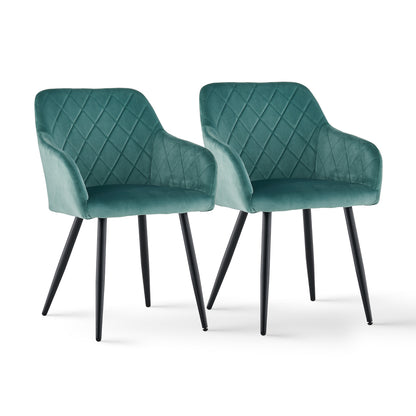 Moree Esszimmerstühle aus Samt mit Diamant-Steppung[2er-Set]