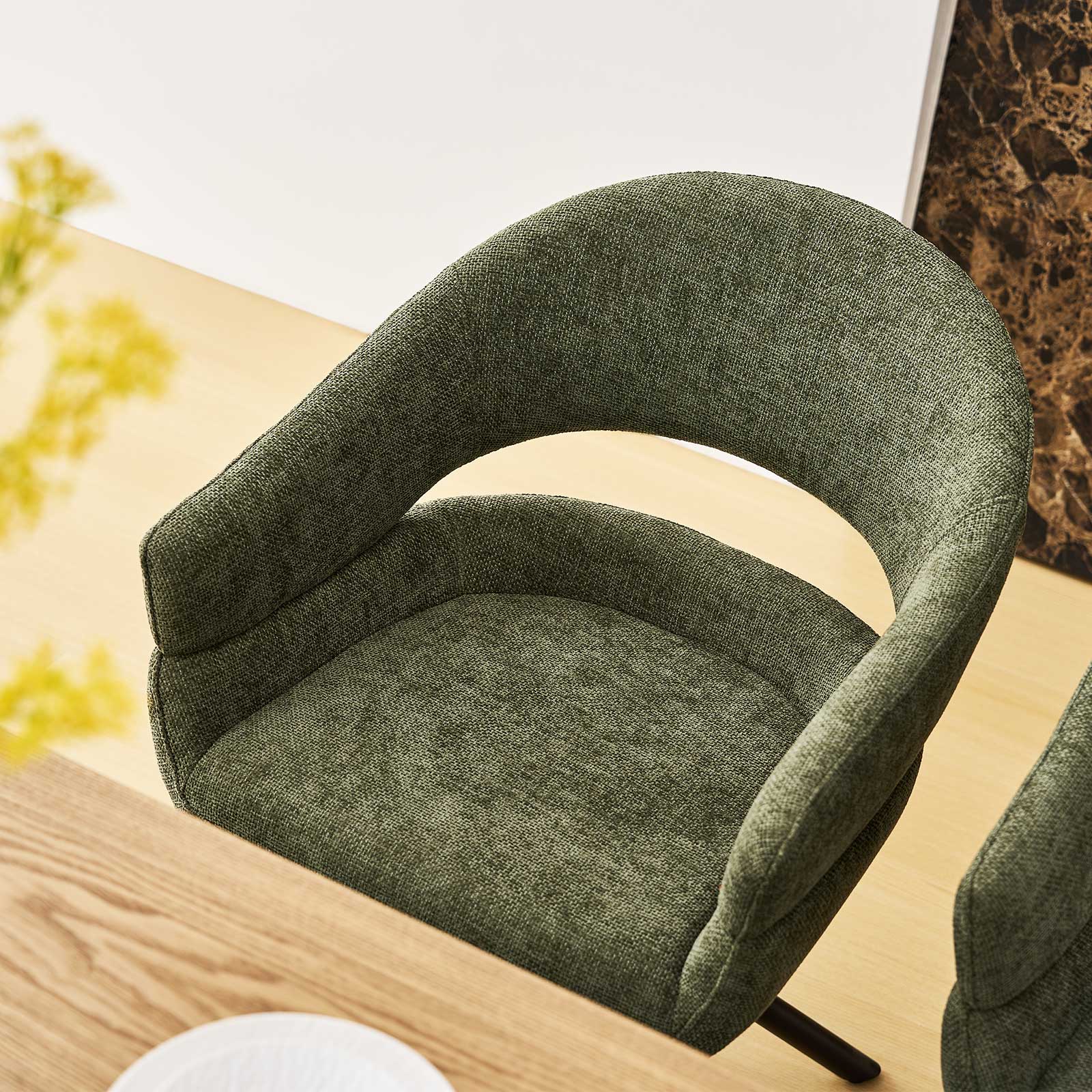 Clarice Esszimmerstuhl aus Leinenmischgewebe mit Drehbarer