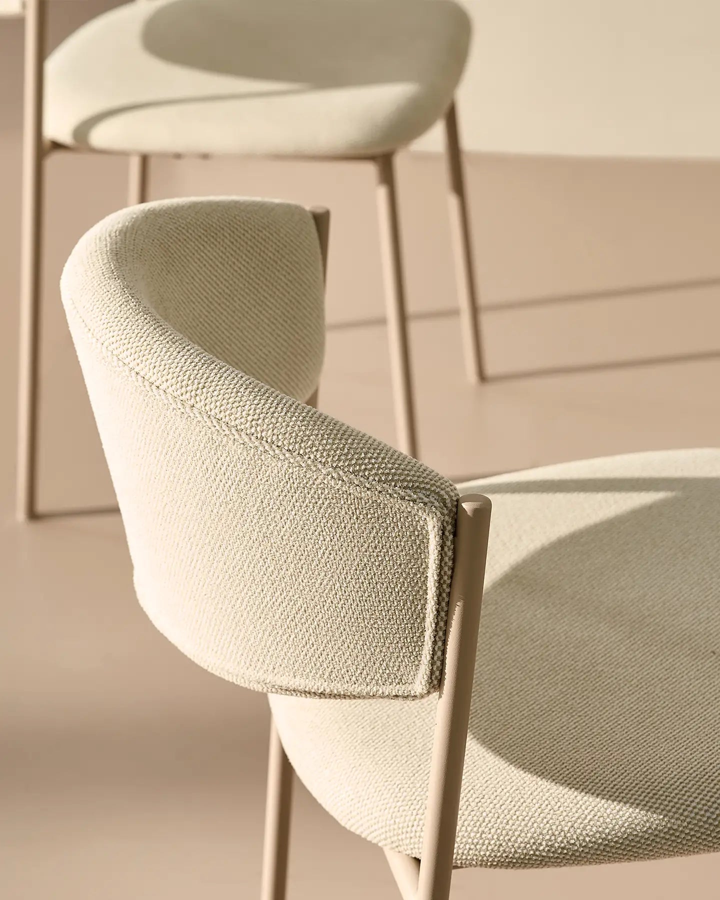 Rowan Esszimmerstuhl aus Leinen-Mischgewebe in Beige