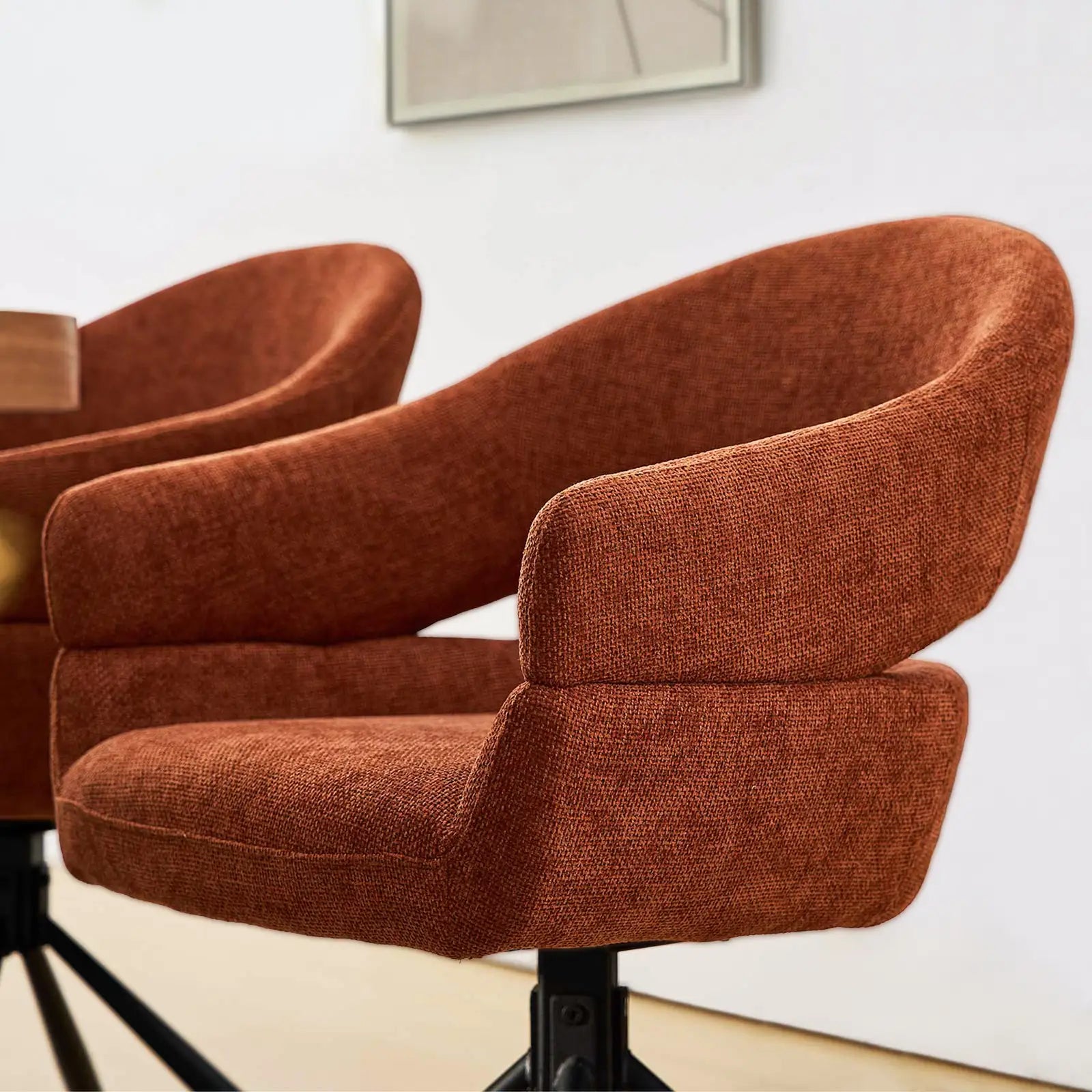 Clarice Moderner Drehsessel mit Armlehnstuhle aus Leinenmischgewebe