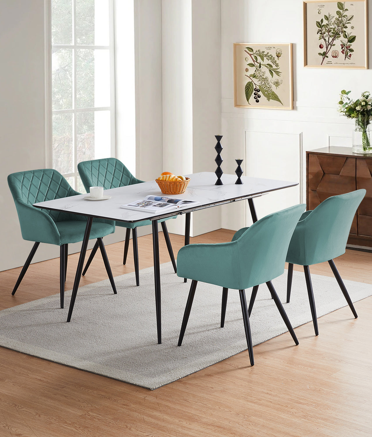 Moree Esszimmerstühle aus Samt mit Diamant-Steppung[2er-Set]