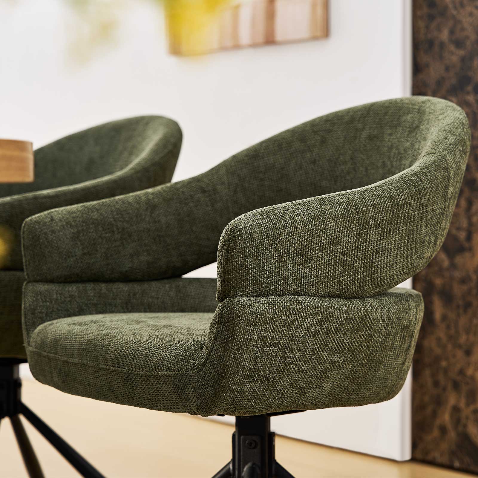 Clarice Esszimmerstuhl aus Leinenmischgewebe mit Drehbarer