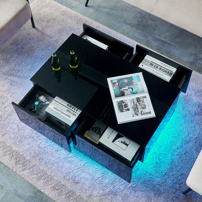 Elara Couchtisch mit LED-Beleuchtung & 4 Schubladen