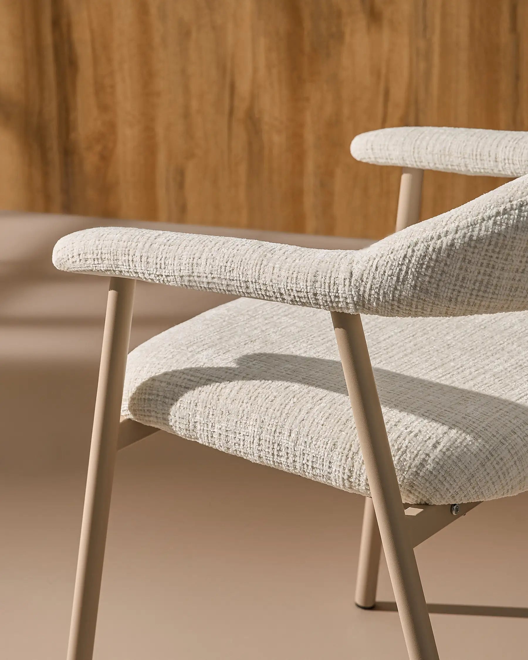 Arlo Esszimmerstuhl mit Chenillebezug in Weiß & Beige