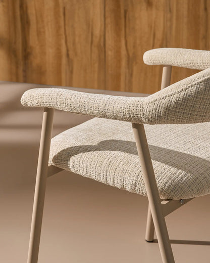 Arlo Esszimmerstuhl mit Chenillebezug in Weiß & Beige