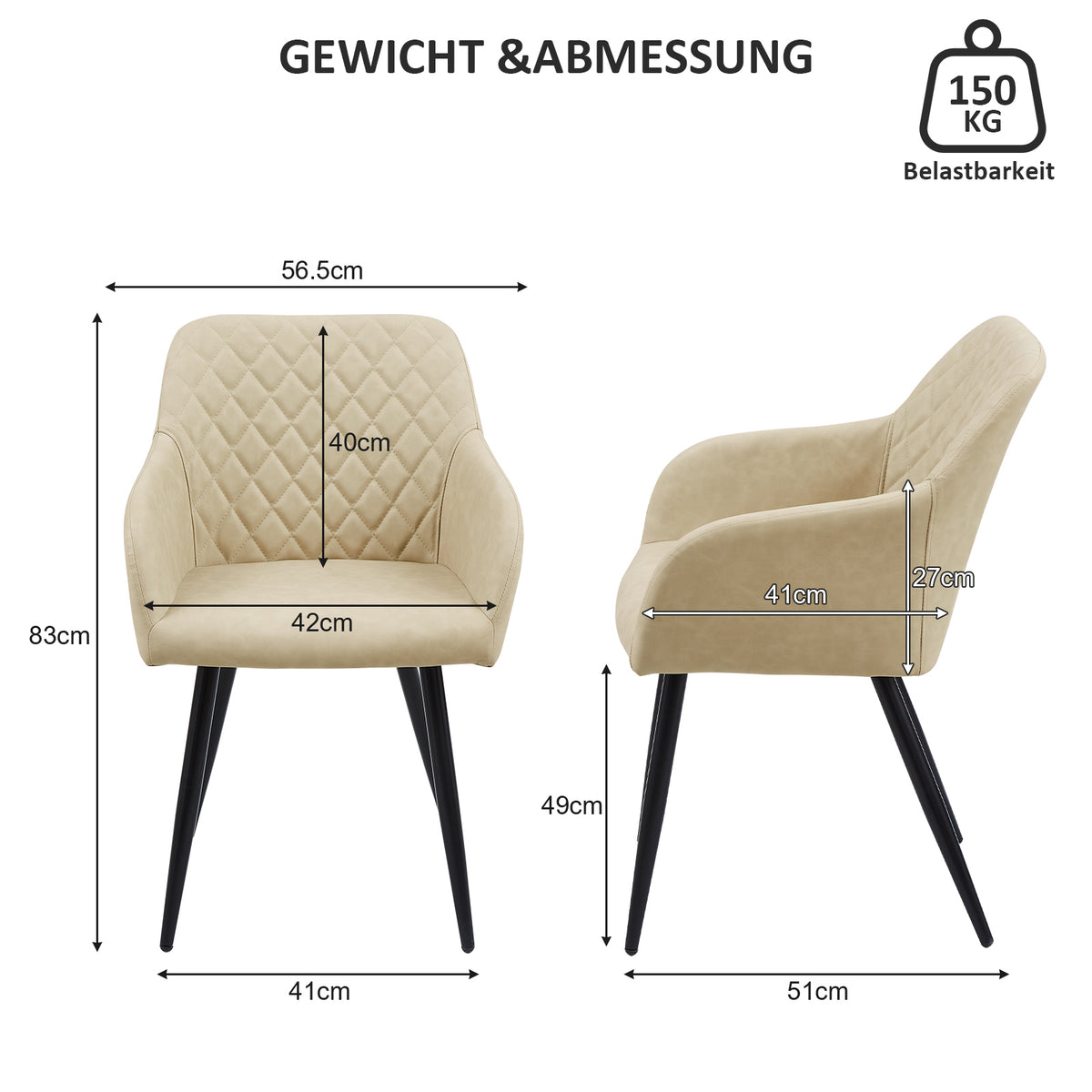 Moree Esszimmerstühle [Kunstleder] [2er-Set]