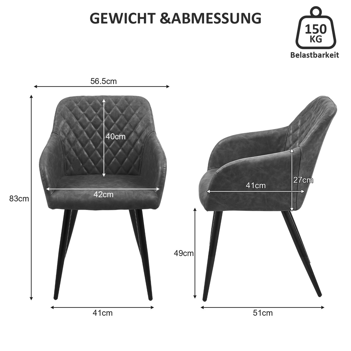 Moree Esszimmerstühle [Kunstleder] [2er-Set]