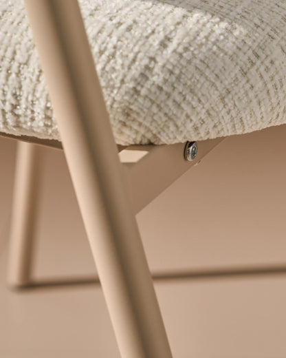 Arlo Esszimmerstuhl mit Chenillebezug in Weiß & Beige