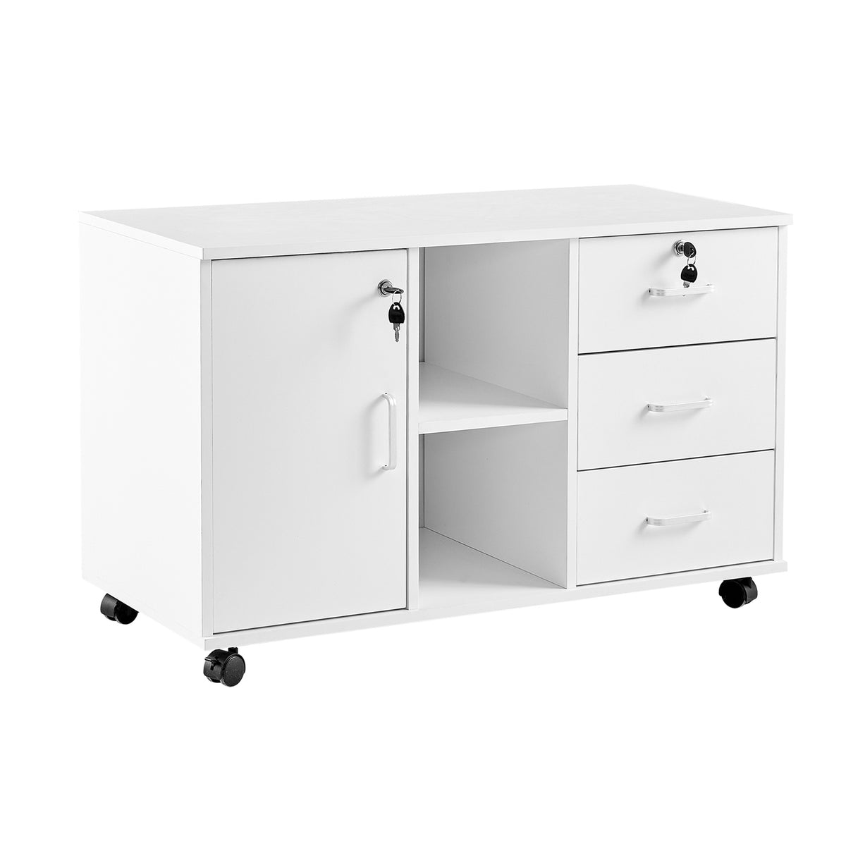 Breiter seitlicher Aktenschrank [3 Schubladen, 1 Tür]