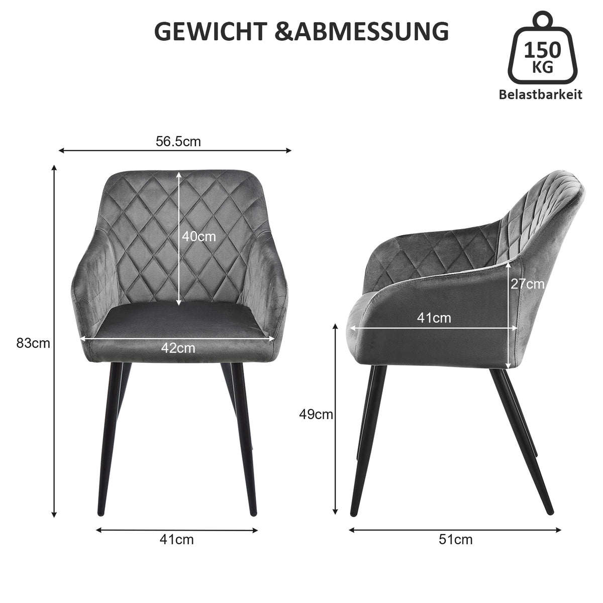Moree Esszimmerstühle [Samt] [2er-Set]