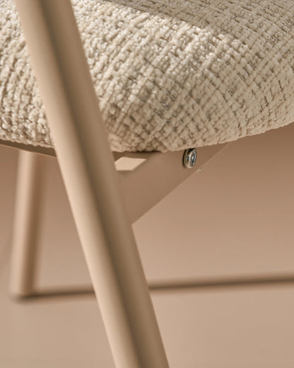 Arlo Esszimmerstuhl mit Chenillebezug in Weiß & Beige
