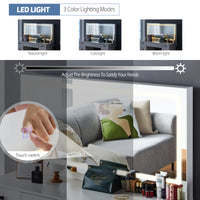 Anier LED Touch Schminktisch-Set Weiß mit Beleuchtung, Spiegel, Steckdose & USB, Ladefunktion und Hocker