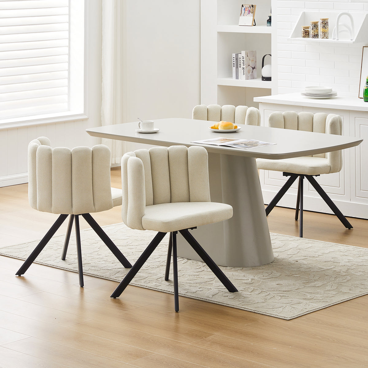 Fleur Esszimmerstuhl aus Chenille mit Drehbarer